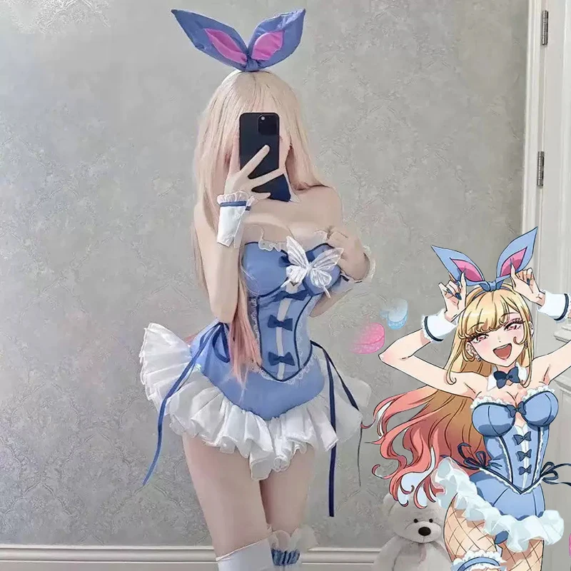 Kitagawa Anime Cosplay - อะนิเมะมายเดรสอัพ ดาร์ลิ่ง คิตากาวะ มารินคอสเพลย์เครื่องแต่งกายสาวชุดสีฟ้าน่ารักเซ็กซี่ชุดกระต่ายสาวฮาโลวีนเสื้อผ้าชุด